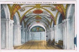 District Of Columbia DC Postcard Washington Library Of Congress Hall Of Poets - £2.31 GBP