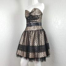 Jessica McClintock Gunne Sax Black Polka Dots Tulle Dress Fit Flare Prom... - $65.54