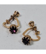 Vintage  Screw Back Earrings Pink w/ Gold Tone - $23.30 CAD