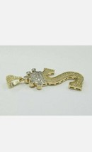 2Ct Imitación Diamante INICIAL S Alfabeto Rey Corona Colgante 14k Chapado en Oro - £92.90 GBP