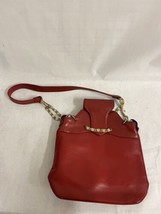 Vintage Handcrafted Red Evening Shoulder Bag Purse with Gold Hardware - £23.35 GBP