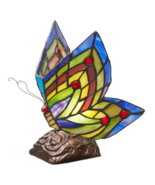 9.5&quot;H Luella Red Butterfly Wings Stained Glass Accent Lamp - $69.18