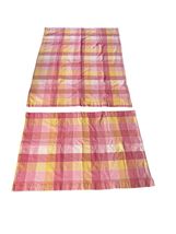 Amy Coe Curtain Window Panels Plaid Cotton Sorbet Pink Orange Yellow - $25.25