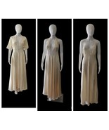 Vintage Silk Lace Georgette Robe Nightgown peignoir 3 Piece Set XS Read* - $272.25