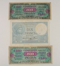 WW2 France 3-Notes Set 1941-1944 French Francs and Allied Military Currency - £43.72 GBP