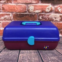 VTG Caboodles Make Up Carrying Case #2622 Mirror 2-Tier Tray Blue Burgun... - $49.64