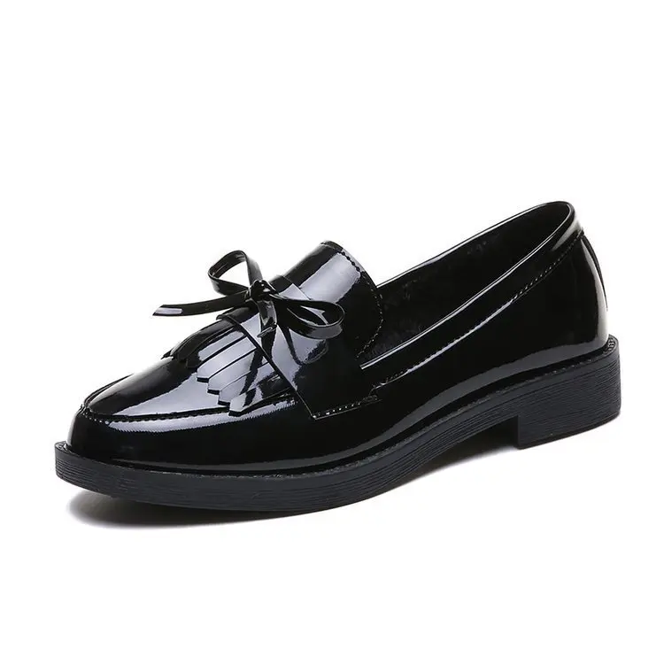 Women&#39;s Black Patent Leather Loafers Platform Slip on Shoes for Women New Spring - $27.91