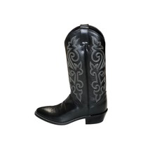 Justin 1409 Cowboy Boots Black Leather Buck Mens 7 1/2 B Western Pull On Rodeo - £84.40 GBP