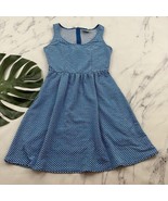 Maeve Anthropologie Dress Size M Blue White Polka Dot Jacquard Fit Flare... - €28,88 EUR