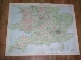 1955 Vintage Map Of Southern England London / Wales / Scale 1:850,000 - £19.82 GBP