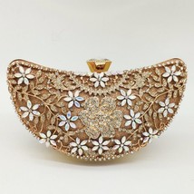 Boutique De FGG Hollow Out Floral Handbags Women Crystal Evening Clutch Bags Hal - £45.92 GBP