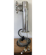 Polished Stainless Steel Dual Faucet Beer Keg Tower &amp; Tubing 15” x 3” - £71.67 GBP