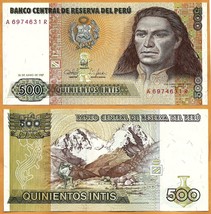 Peru 1987 UNC 500 Intis Banknote Paper Money Bill P- 134b - £0.98 GBP