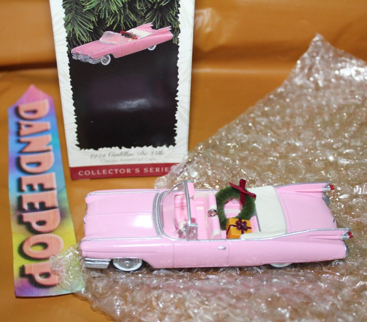 Hallmark 1959 Cadillac De Ville Classic Pink Car Dated 1996 Christmas Ornament - $1,979.01