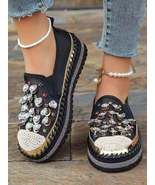 Rhinestone Embellished Platform Loafers - $124.88 CAD