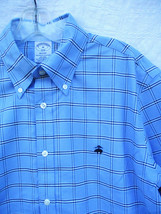 Brooks Brothers 1818 Original Polo Regent Oxford Shirt Blue Plaid Sheep Logo MED - £21.26 GBP