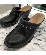 madison comfort womens black leather studded mule 7M 3 inch heels 965601 - $35.15