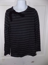 Crewcuts  Gray/Black Striped Long Sleeve Shirt Size 10 Girl&#39;s EUC - £11.65 GBP
