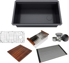 KINGSMAN ALL-IN-ONE Workstation 32 in. 16-Gauge Undermount Single Bowl Stainless - £223.95 GBP