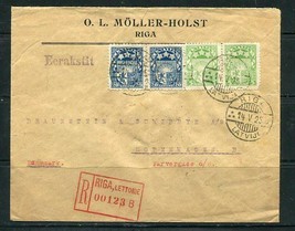 Latvia 1925 Register Cover Riga Copenhagen Denmark has wax seal on the back 5787 - £23.25 GBP