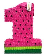 H20” Tall Number One Pinata Watermelon Theme Pink Color or Red Color - $709.80 MXN+