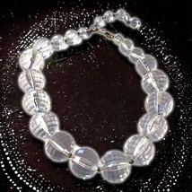 Vintage Pools of Light Necklace Clear Lucite Graduated Faceted Orbs 17in Length - £30.15 GBP