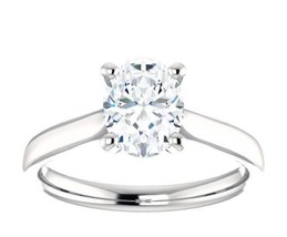 2.25CT F1 Oval Shape Moissanite Solitaire Ring 14K White Gold - £779.16 GBP