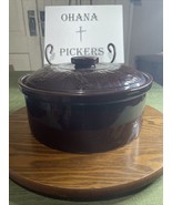 Vintage Stoneware Handthrown Pottery Raised Design Bowl and Lid Made In ... - $23.38