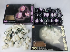 1996 Halloween String Lights Grim Reaper Head &amp; Happy Ghost 20 lights per box - £23.35 GBP
