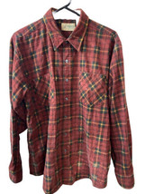 Haband Red Flannel Shirt mens Large Button Up Lagenlook Cabincore Spots - $13.43