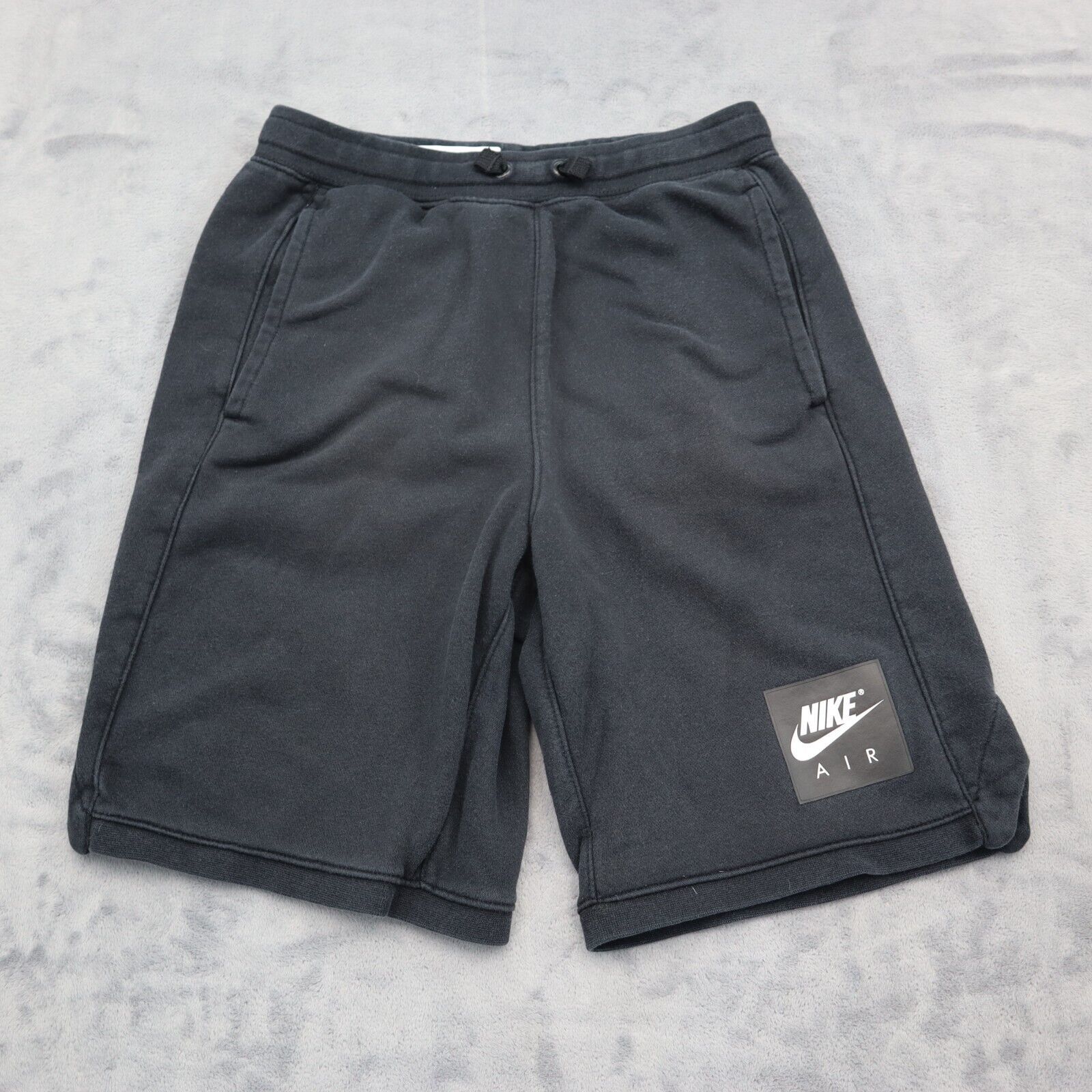 Nike Shorts L Boys Black Flat Front Slash Pocket Drawstring Sweat Shorts - £20.26 GBP