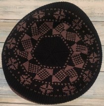 Home-Made ~ Unisex ~ Black/Brown Beret ~ Hat ~ 10&quot; Diameter ~ 12&quot; Opening - $35.00
