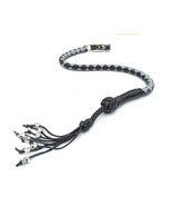 PU Leather Motorcycle Whip Get Back whip 1&quot; Ball &amp; Skulls 36&quot; BLACK / GRAY - $553.50 MXN