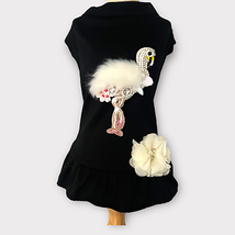 Beaded Fur Flamingo Dog Dress with Rhinestone Appliqué - $47.95