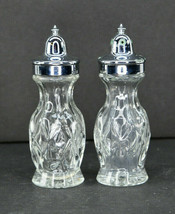 Vintage Silver Plated Plastic Topped Chisled Glass Salt And Pepper Shakers - £8.73 GBP