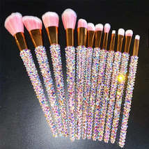 12Pcs/set Diamond-studded Makeup Brushes Gems Makeup Beauty Tools Full D... - $47.14+