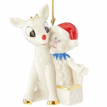 Lenox Rudolph &amp; Charlie in the Box Ornament Figurine 2015 Red Nosed Reindeer NEW - £44.66 GBP