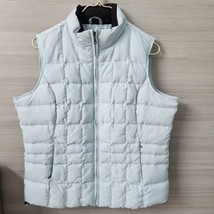 Eddie Bauer Puffer Womens Premium Goose Down Light Blue Zip Quilted Vest Size L - £21.69 GBP