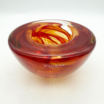 VTG Kosta Boda Red Orange Atoll Art Glass Votive Holder Anna Ehrner - $49.99