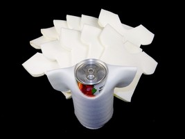 Lot of 12 Foam Can Coolers, Plain White T-Shirt Shape, Party Novelty, Insulator - £7.79 GBP