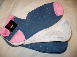 No Boundaries Women&#39;s Low Cut Socks 3 Pair Dots Blue White Pink Shoe Size 5-10 - £6.58 GBP