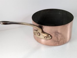 Old French Copper 3.5 Quart 20cm Saucepan Pot Brass Handle &quot;20&quot; Copperware - $158.39