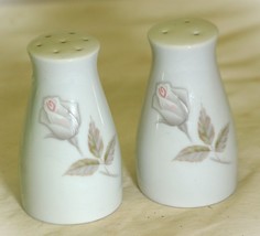 Edenrose Noritake Salt &amp; Pepper Shakers Two Gray Pink White Roses - $19.79