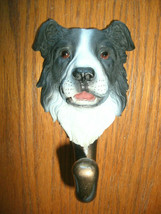NEW 3D Border Collie Dog Leash Holder black/white single hook 5 inch tall resin - £11.67 GBP