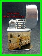 Rare Vintage Windmill Petrol Lighter w/ Beautiful Japanese Scene ~ Unfir... - £59.16 GBP