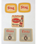 5 Vintage Beer Coasters Stag Ortlieb&#39;s Coors Light - $12.21 CAD