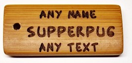 30 x Personalised Bamboo Tags Name fob  Keychain Handmade Wooden Laser E... - £38.90 GBP