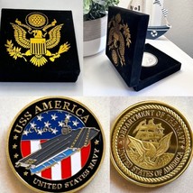 Us Navy - Uss America CV-66 Challenge Coin With Velvet Case - £17.39 GBP