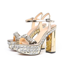 silver gold high platform sandals ladies crystal party super high heels 11cm buc - £99.79 GBP