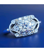 EARTH MINED DIAMOND Deco Engagement Ring ORIGINAL Solid 14K WHITE GOLD SOLITAIRE - $5,885.25